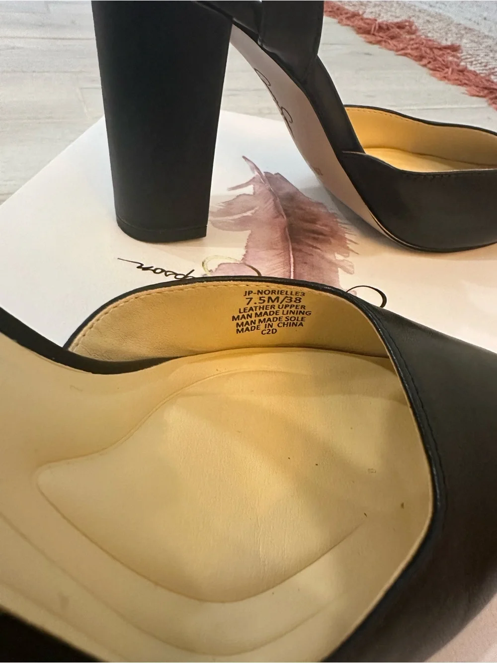 Jessica Simpson Norielle Black Leather Pointed Toe Heels 7.5M
